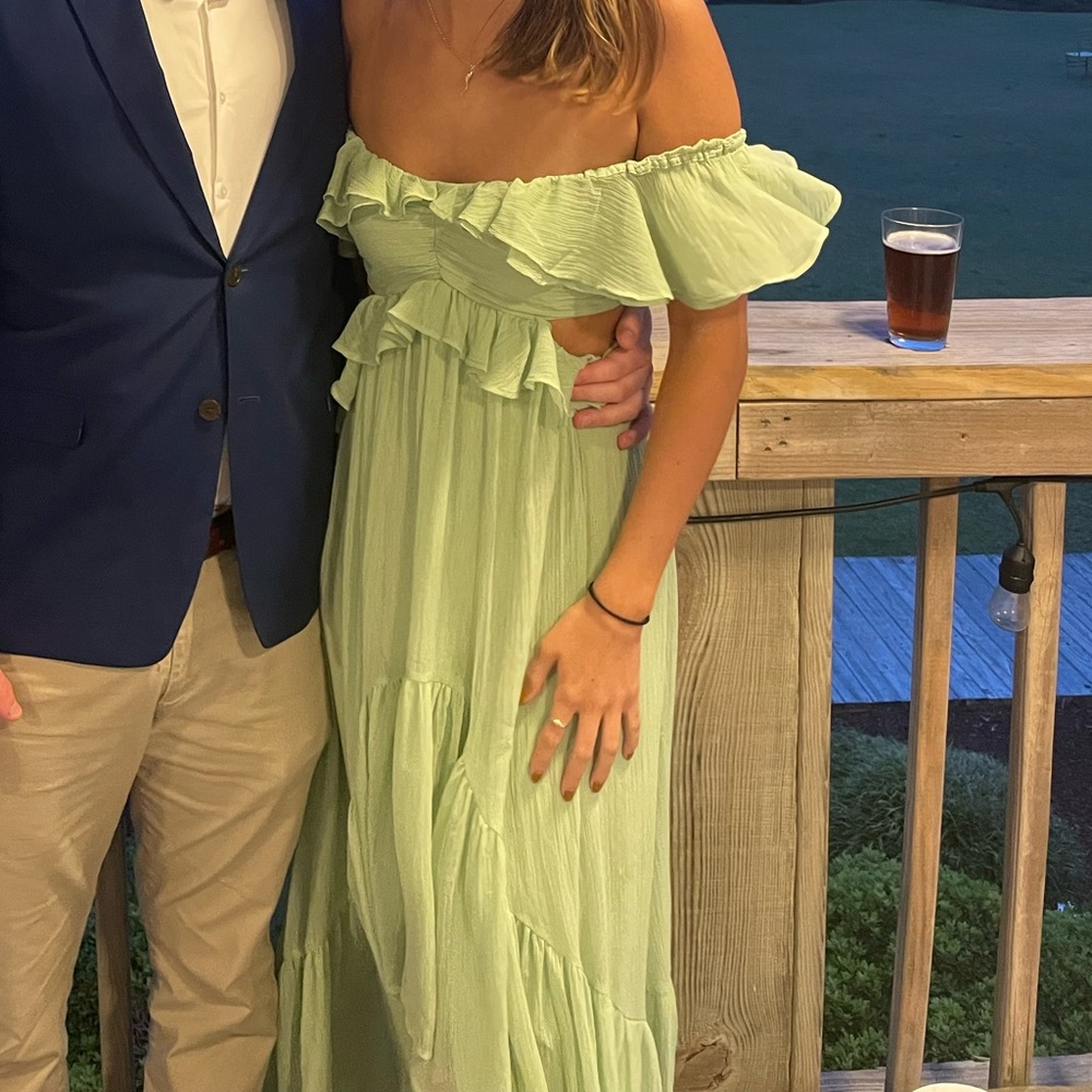 ASOS Light Green Off-Shoulder Dress